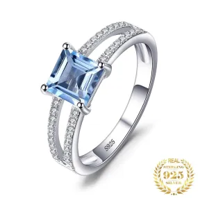 1.2ct Princess Square Cut Sky Blue Topaz Ring - 925 Sterling Silver