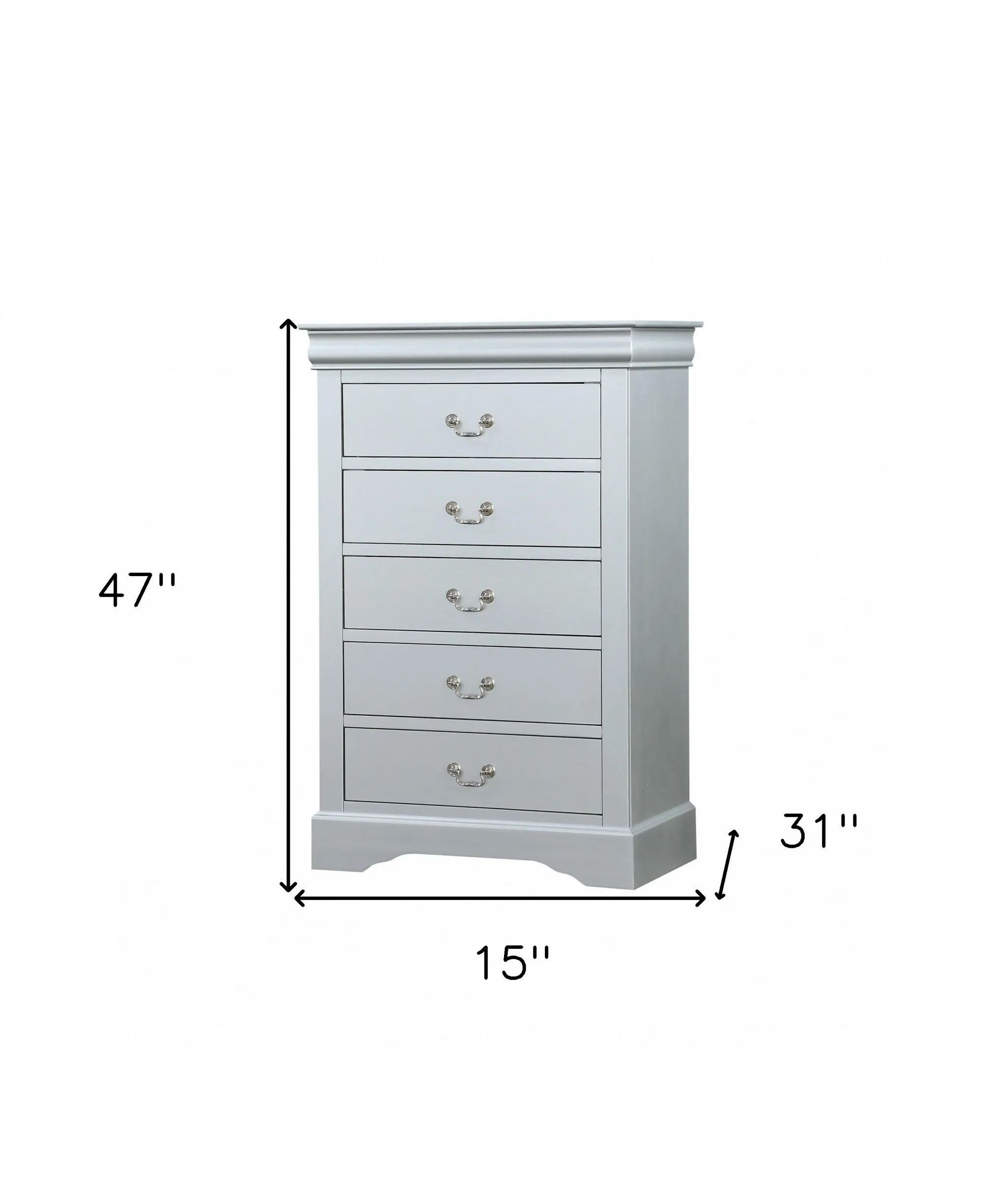 15 White Solid Wood Five Drawer Lingerie Chest