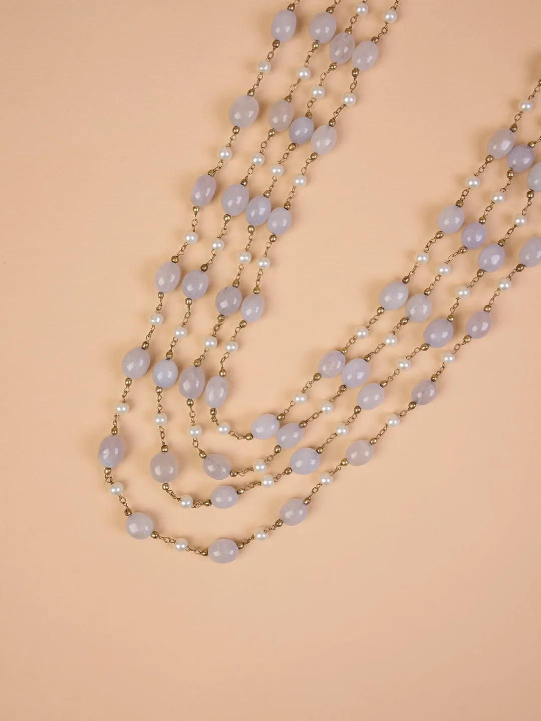 4 Layered Ivory & Blue Beads Mala