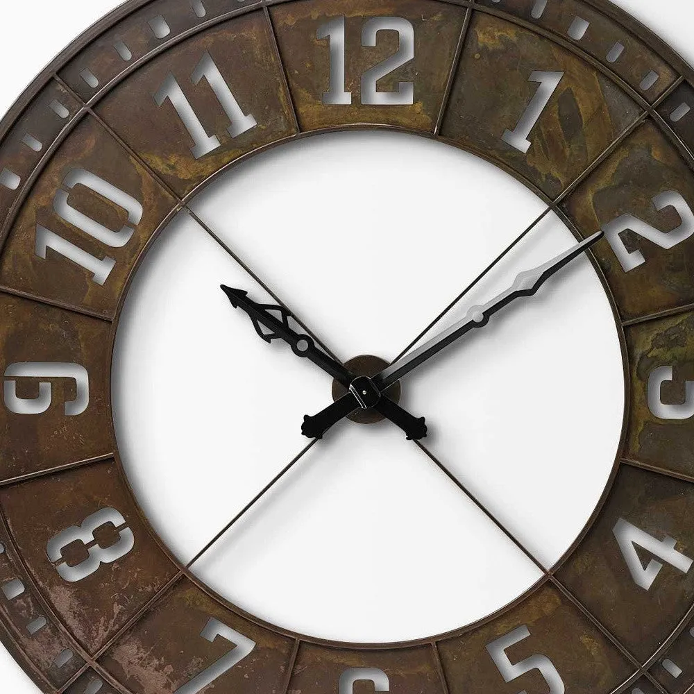 57 Round Industrial Brown Wall Clock