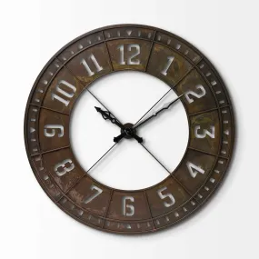 57 Round Industrial Brown Wall Clock