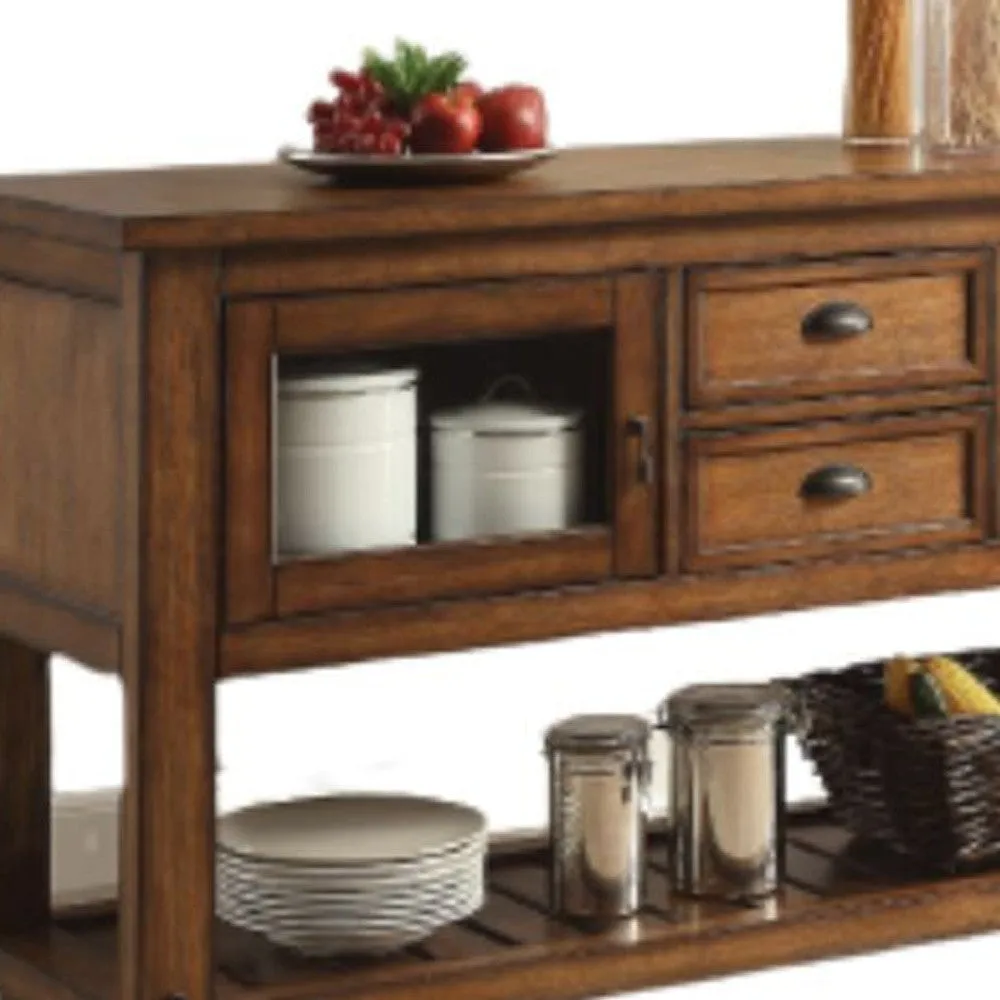 58 Rustic Brown Rolling Kitchen Cart With Storage