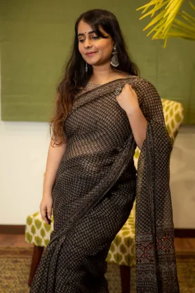 Ajrakh Natural Dyed Kota Doria Saree