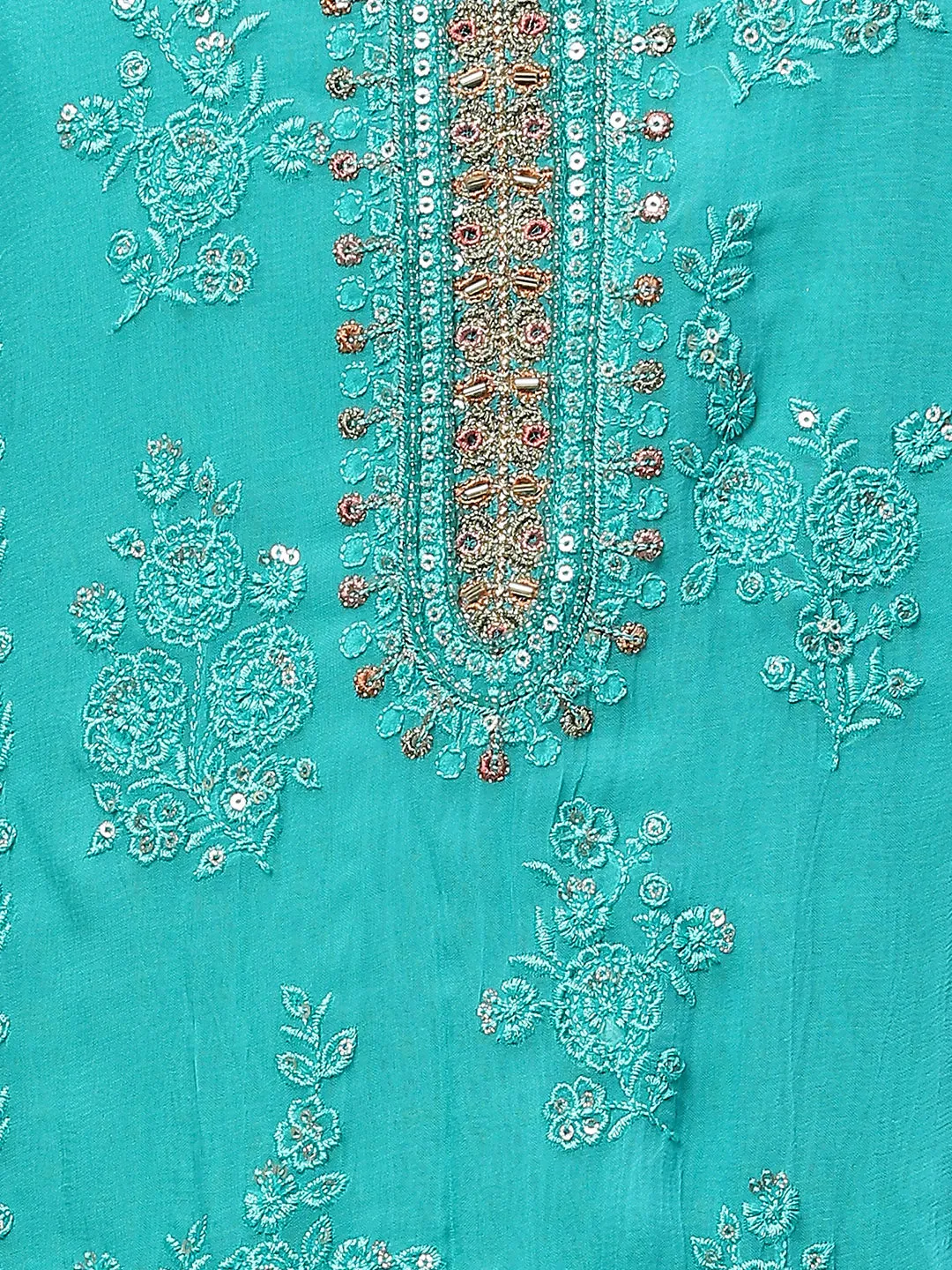 All Over Embroidery Chiffon Unstitched Suit Piece With Dupatta