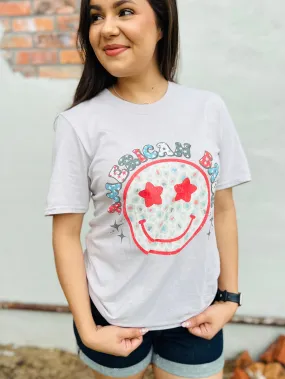 American Babe Smiley Graphic Tee