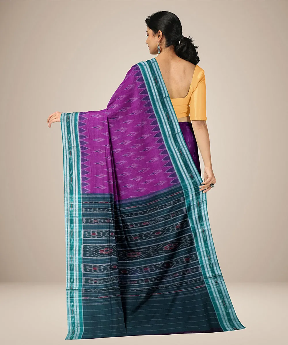 Amethyst dark green cotton handwoven nuapatna saree