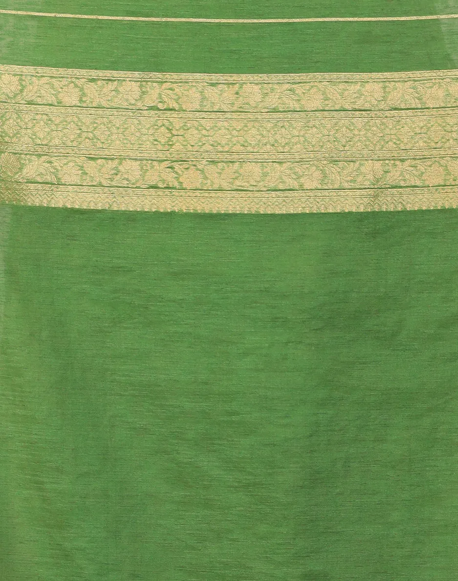 Banarasi Chanderi Silk Saree with Contrast Border