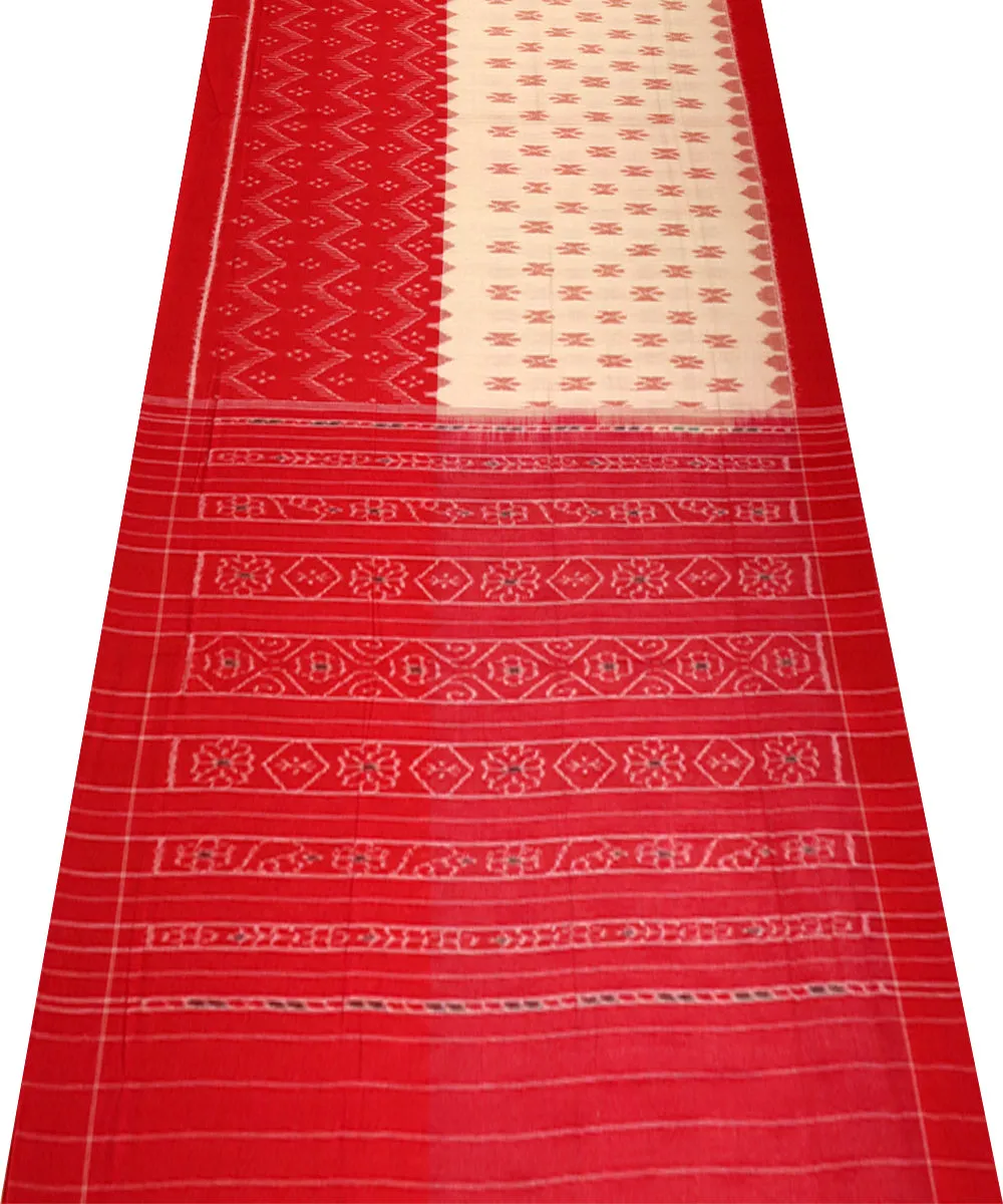 Beige red cotton handloom nuapatna saree