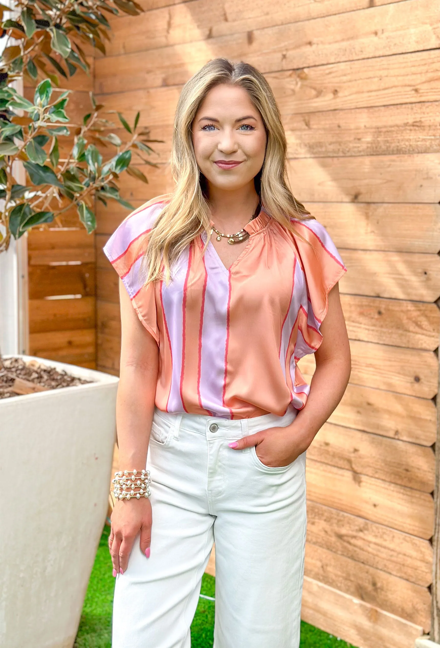 Better Off Blouse in Peach