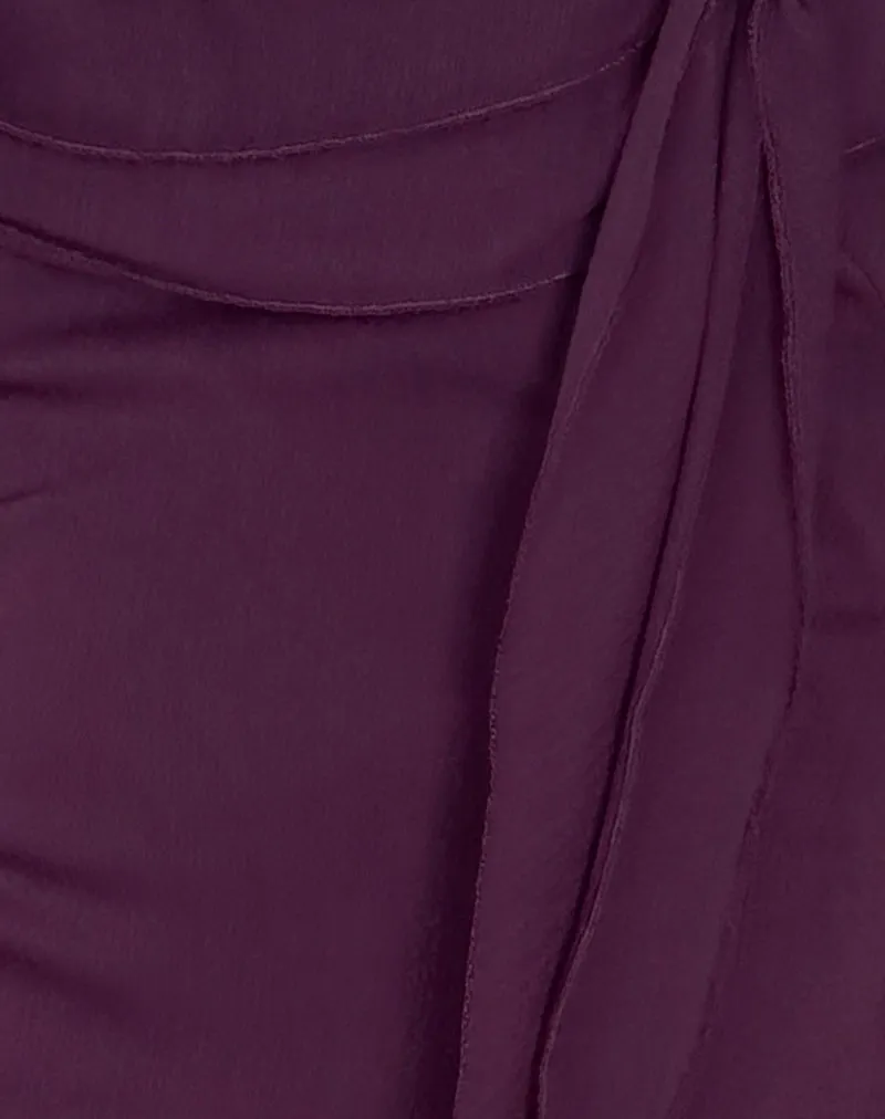 Binita Mini Dress In Chiffon Aubergine