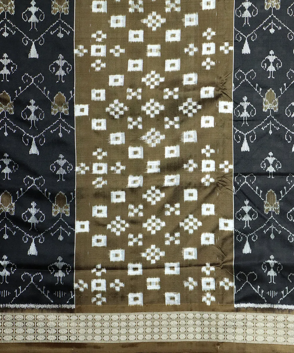 Black coyote brown silk handloom sambalpuri saree