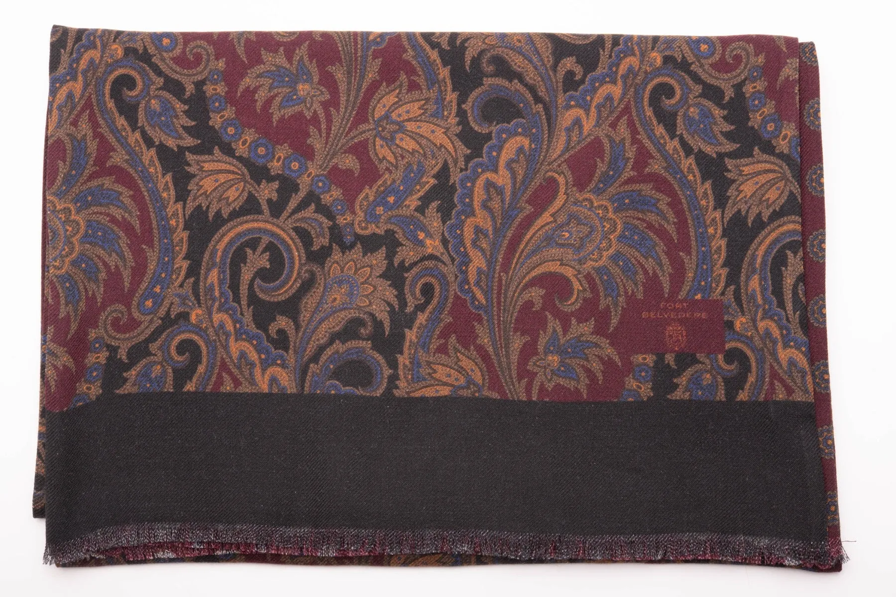 Black Paisley & Micropattern Reversible Scarf