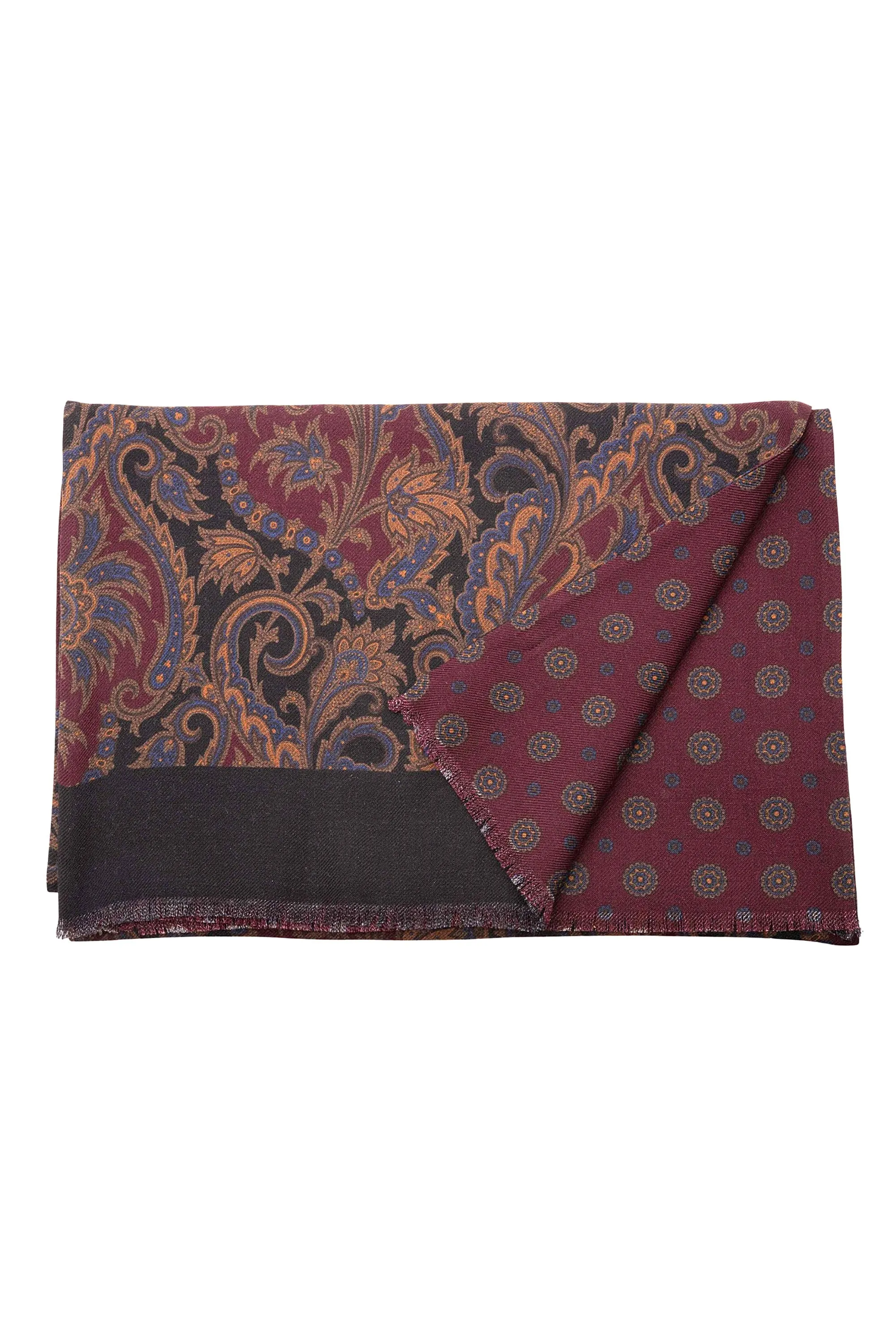 Black Paisley & Micropattern Reversible Scarf