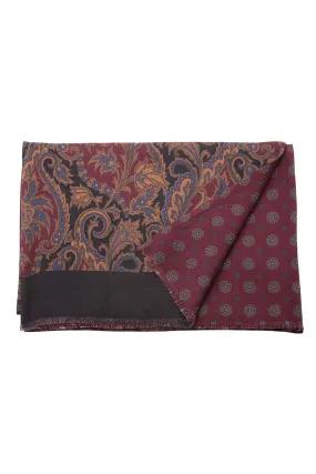 Black Paisley & Micropattern Reversible Scarf