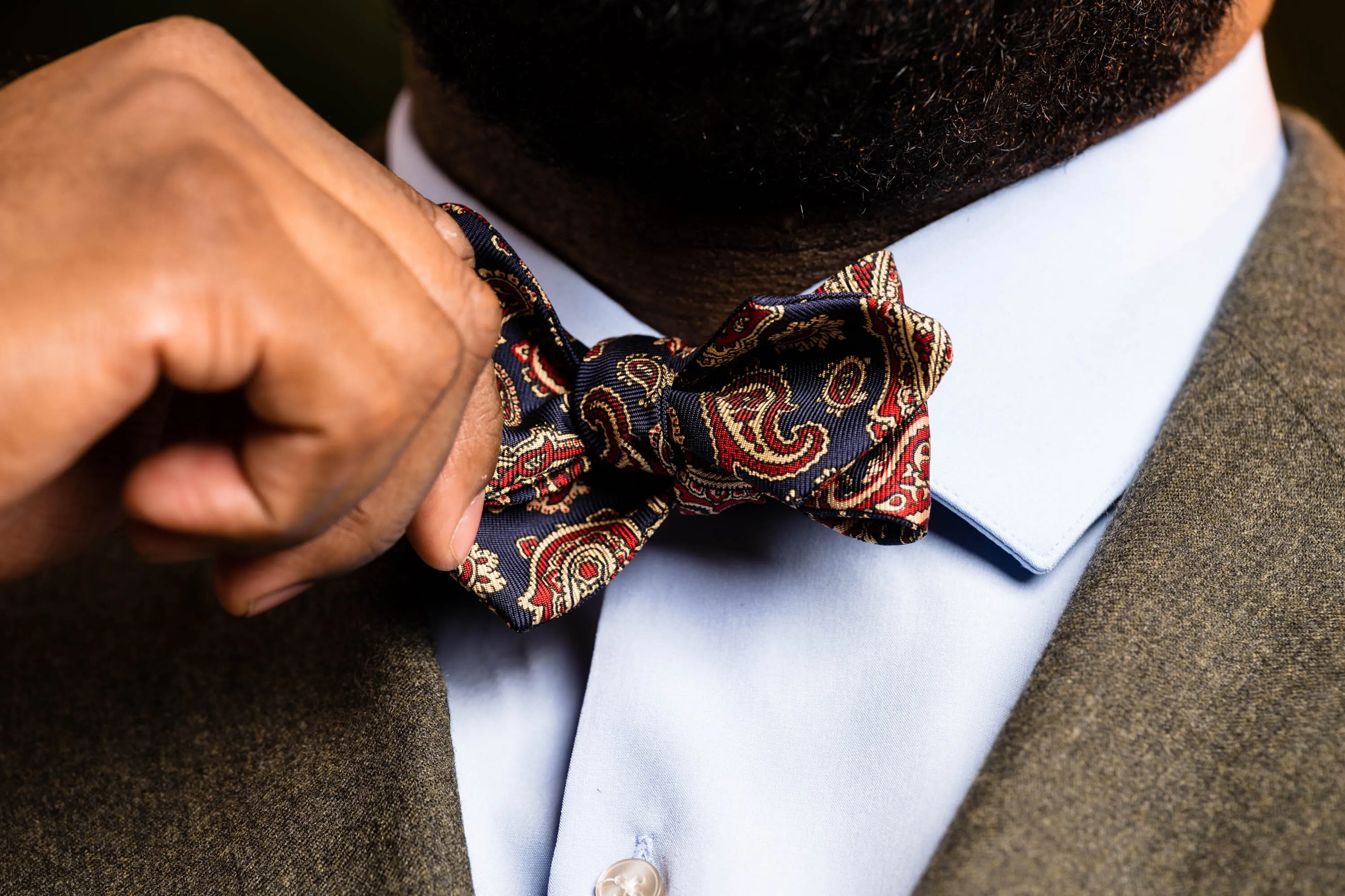 Blue & Red Paisley Ancient Madder Silk Bow Tie