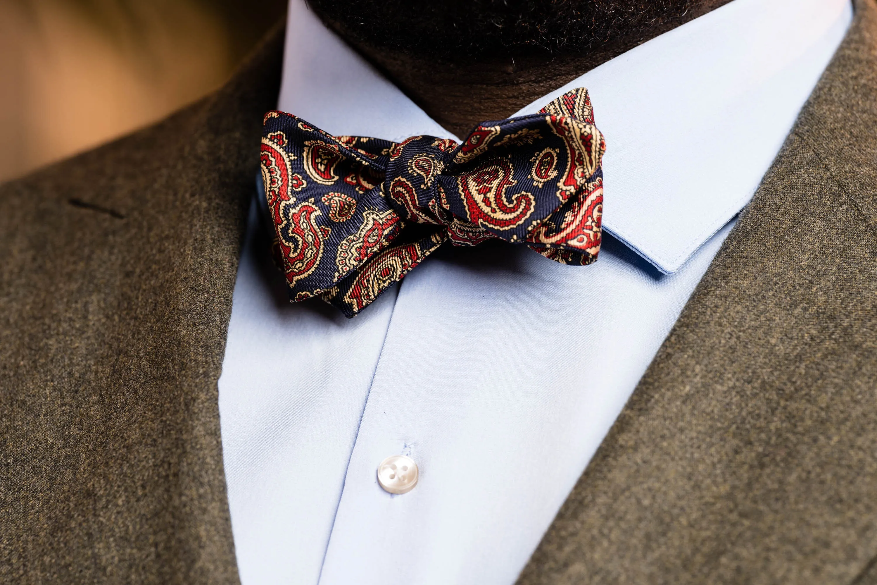 Blue & Red Paisley Ancient Madder Silk Bow Tie