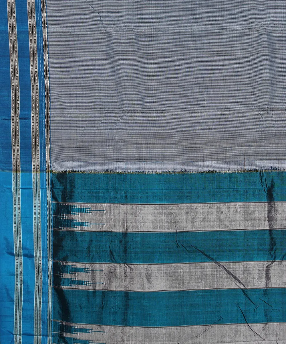 Blue check blue gayatri border handloom ilkal cotton art silk saree