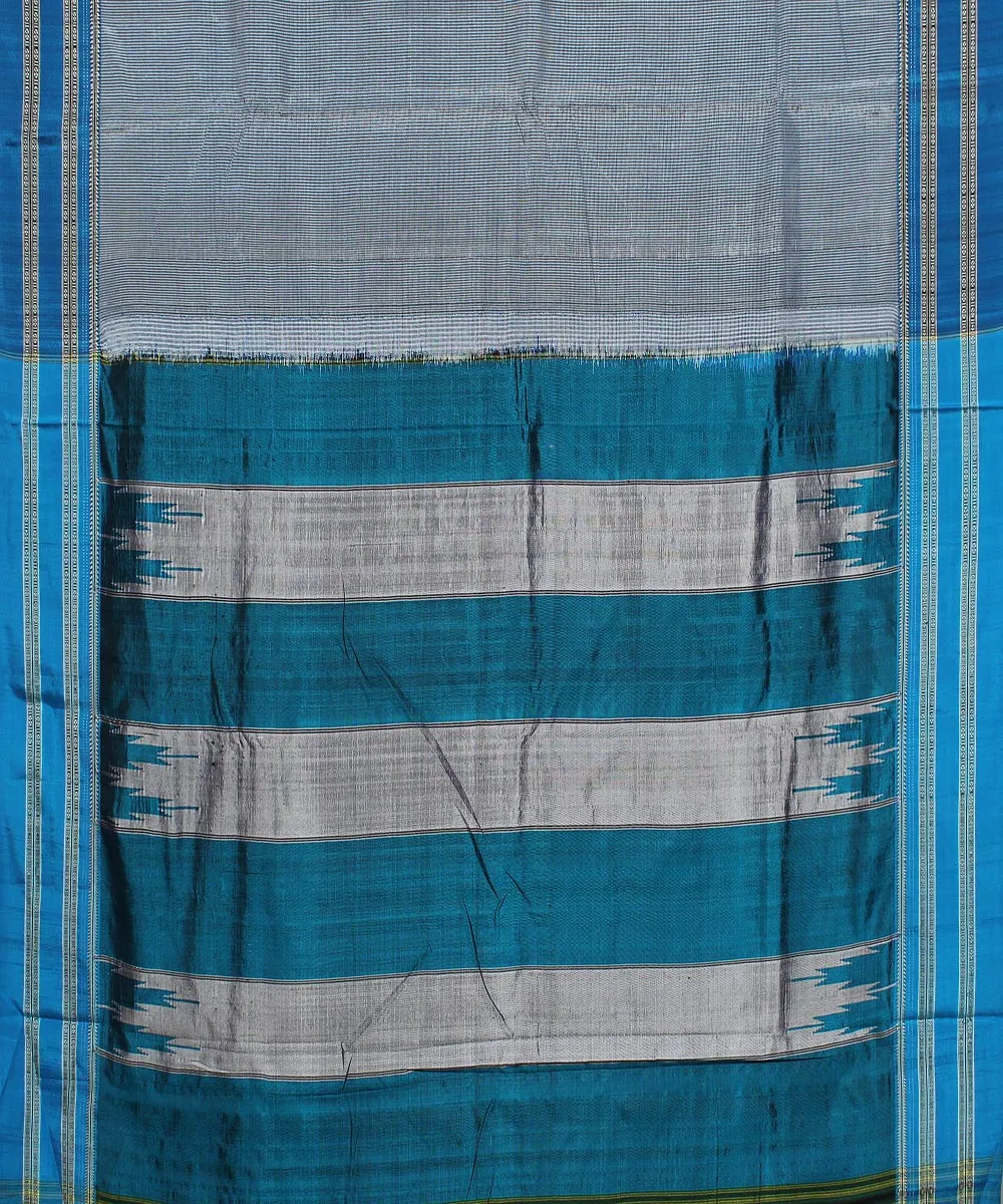 Blue check blue gayatri border handloom ilkal cotton art silk saree