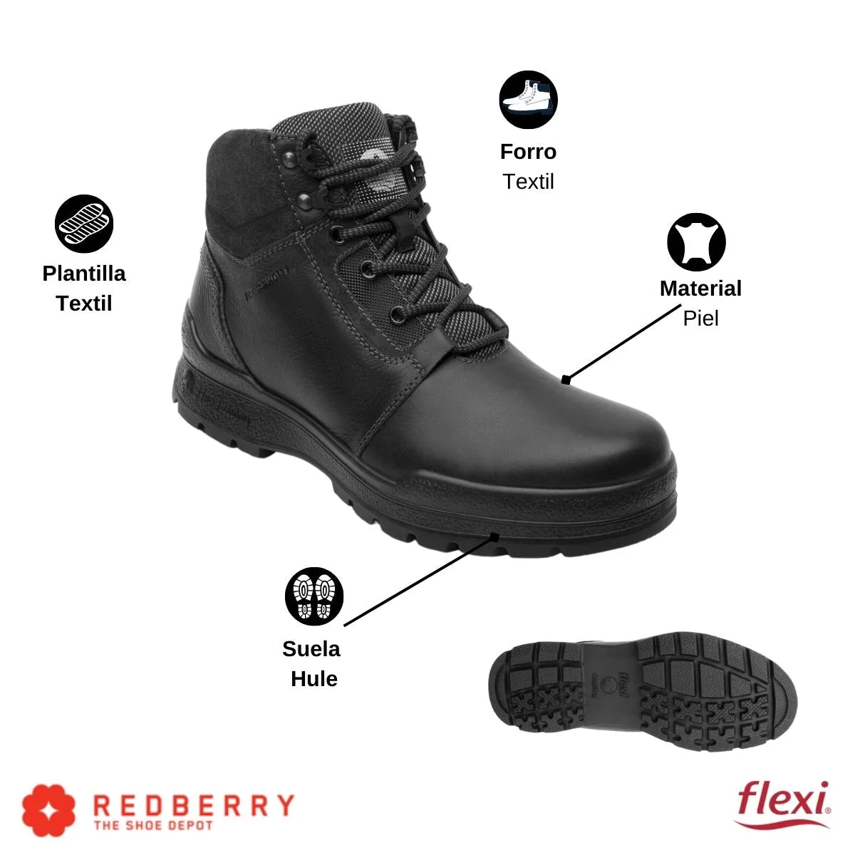 Bota Botín Flexi Hombre Outdoor Piel Casual