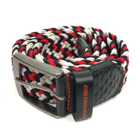 Braided Stretch Belt - Red, Navy, White and Grey