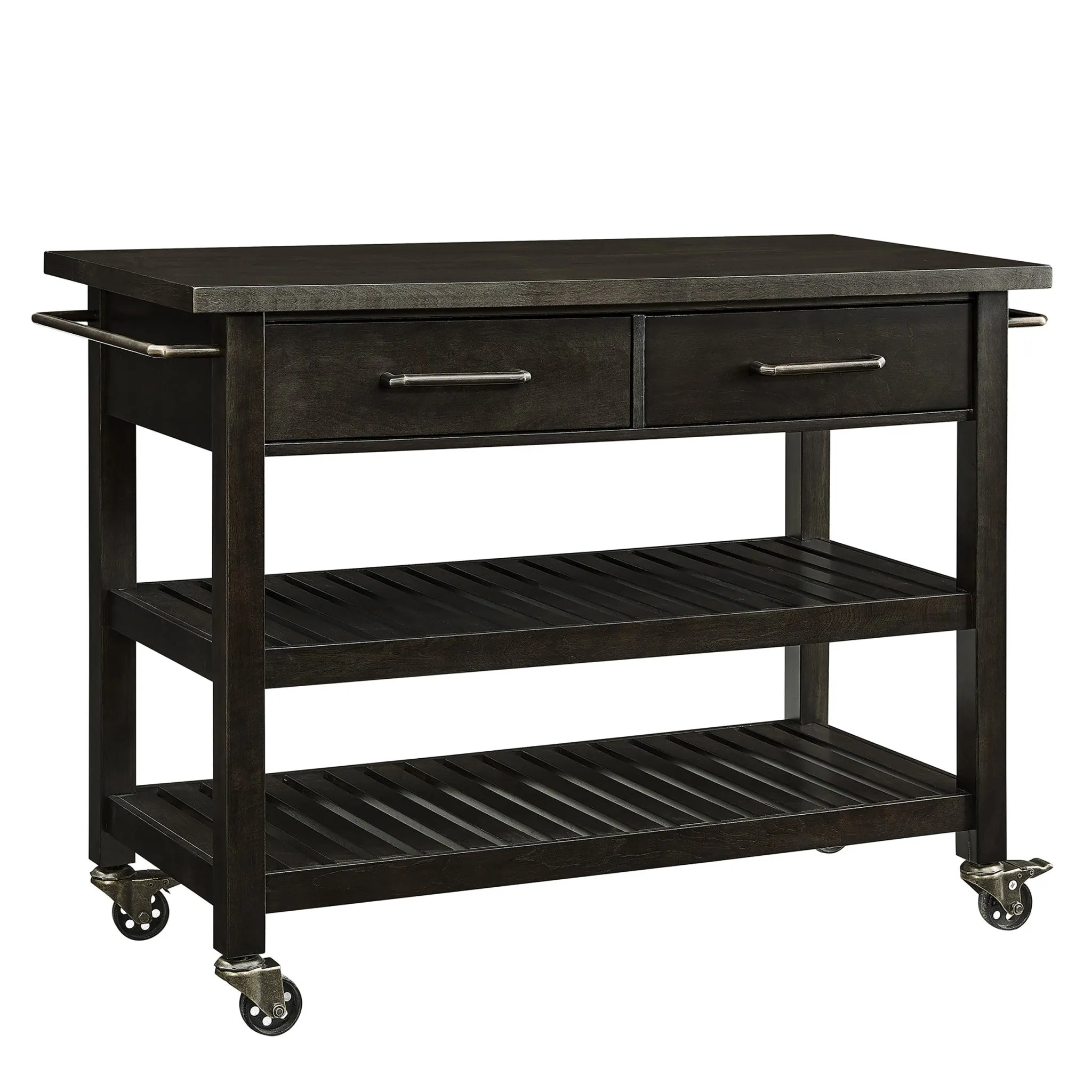 Brown 51 Rolling Kitchen Island With Storage