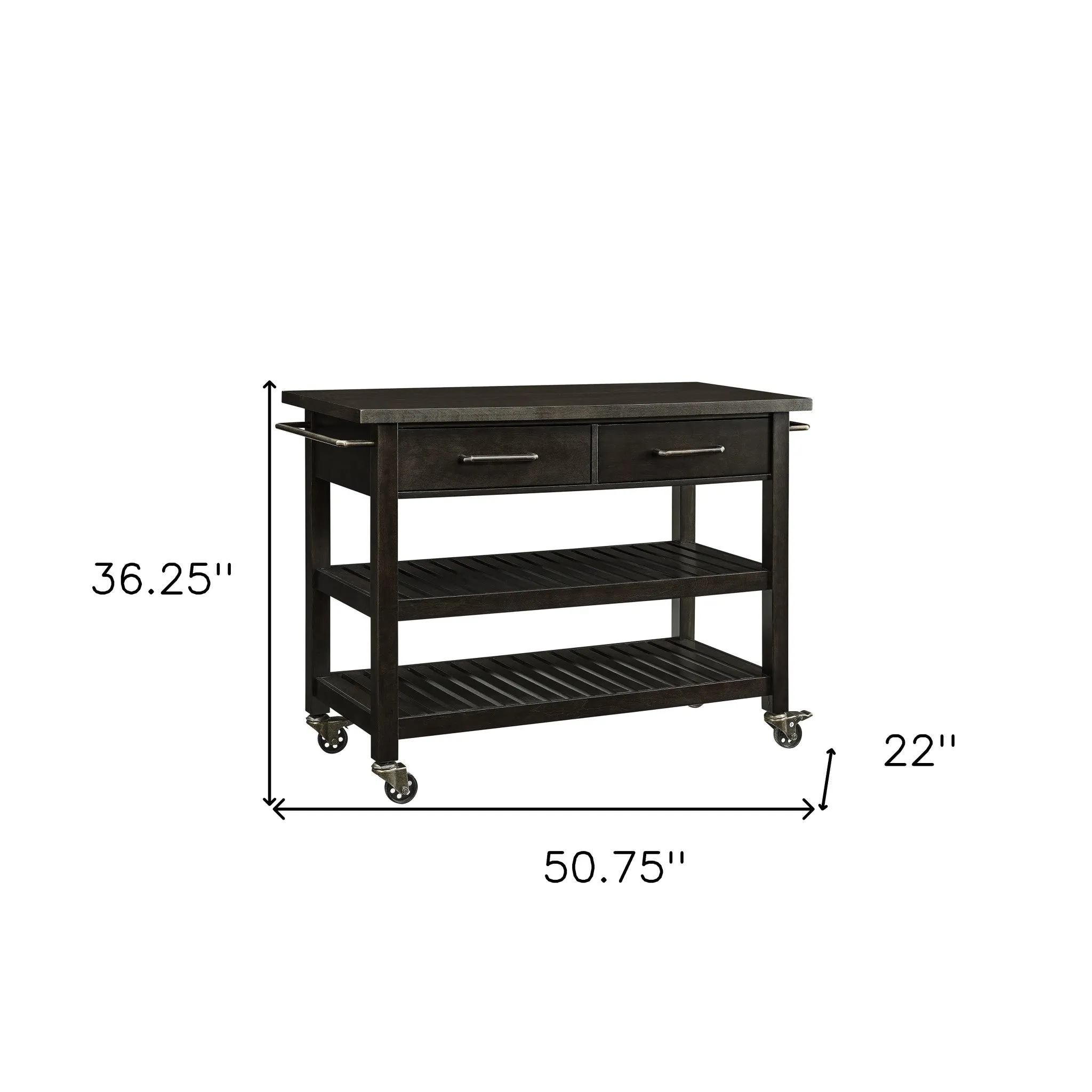 Brown 51 Rolling Kitchen Island With Storage