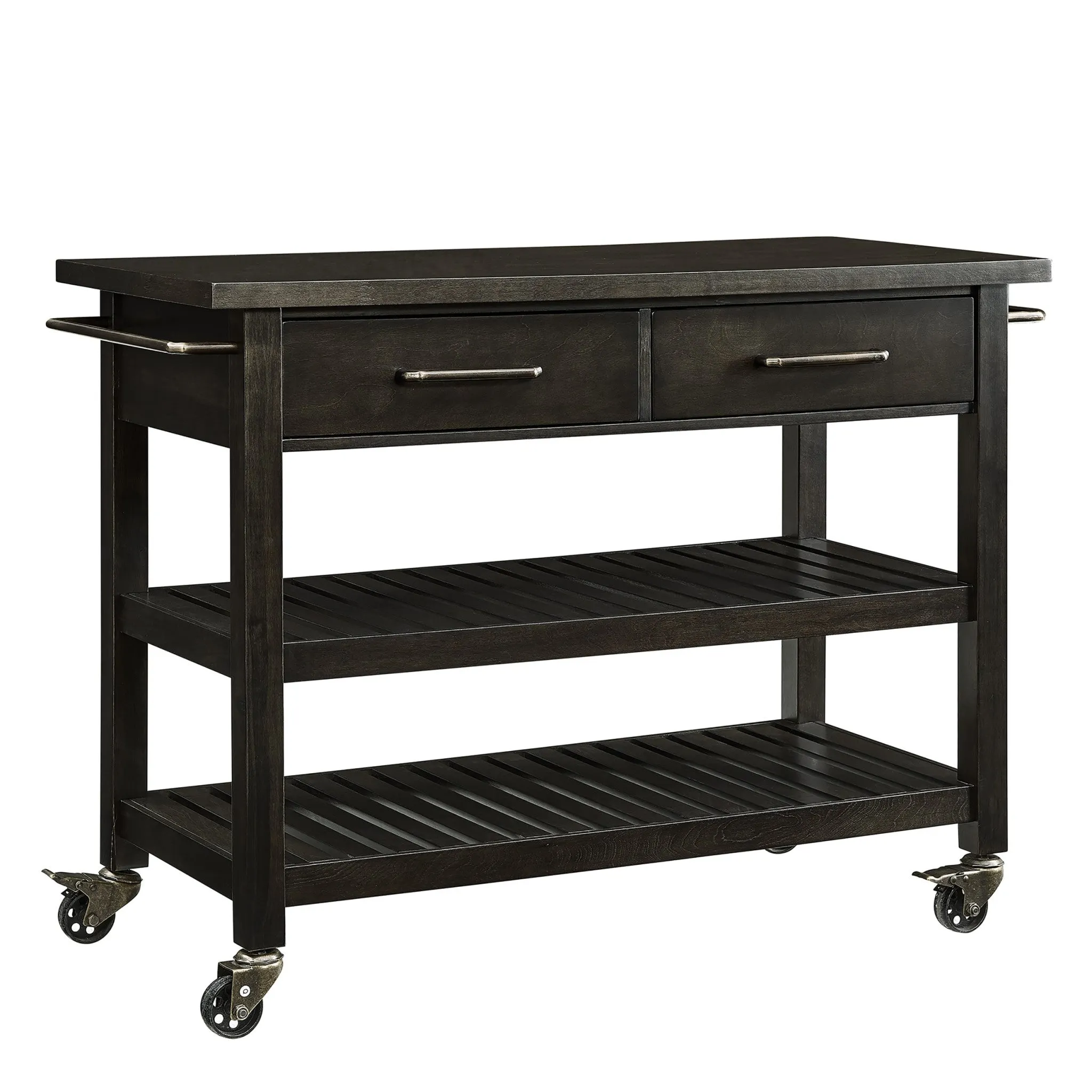 Brown 51 Rolling Kitchen Island With Storage