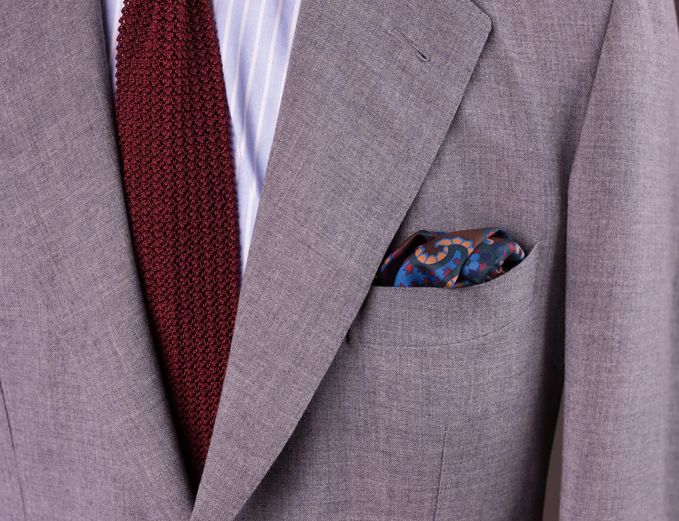 Brown & Turquoise Paisley Madder Silk Pocket Square