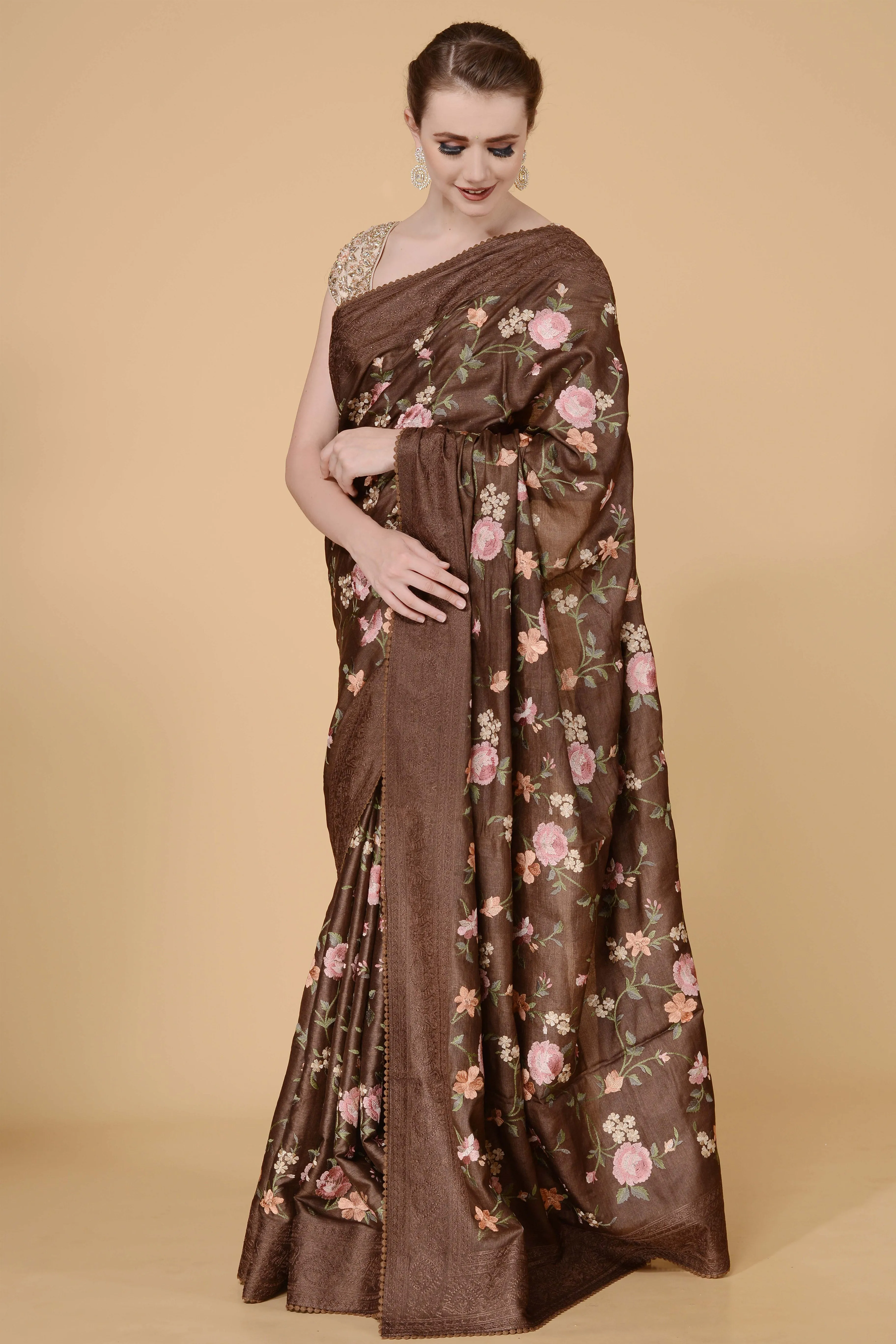 Brown Handloom Saree