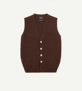 Brown Lambswool Sleeveless Cardigan