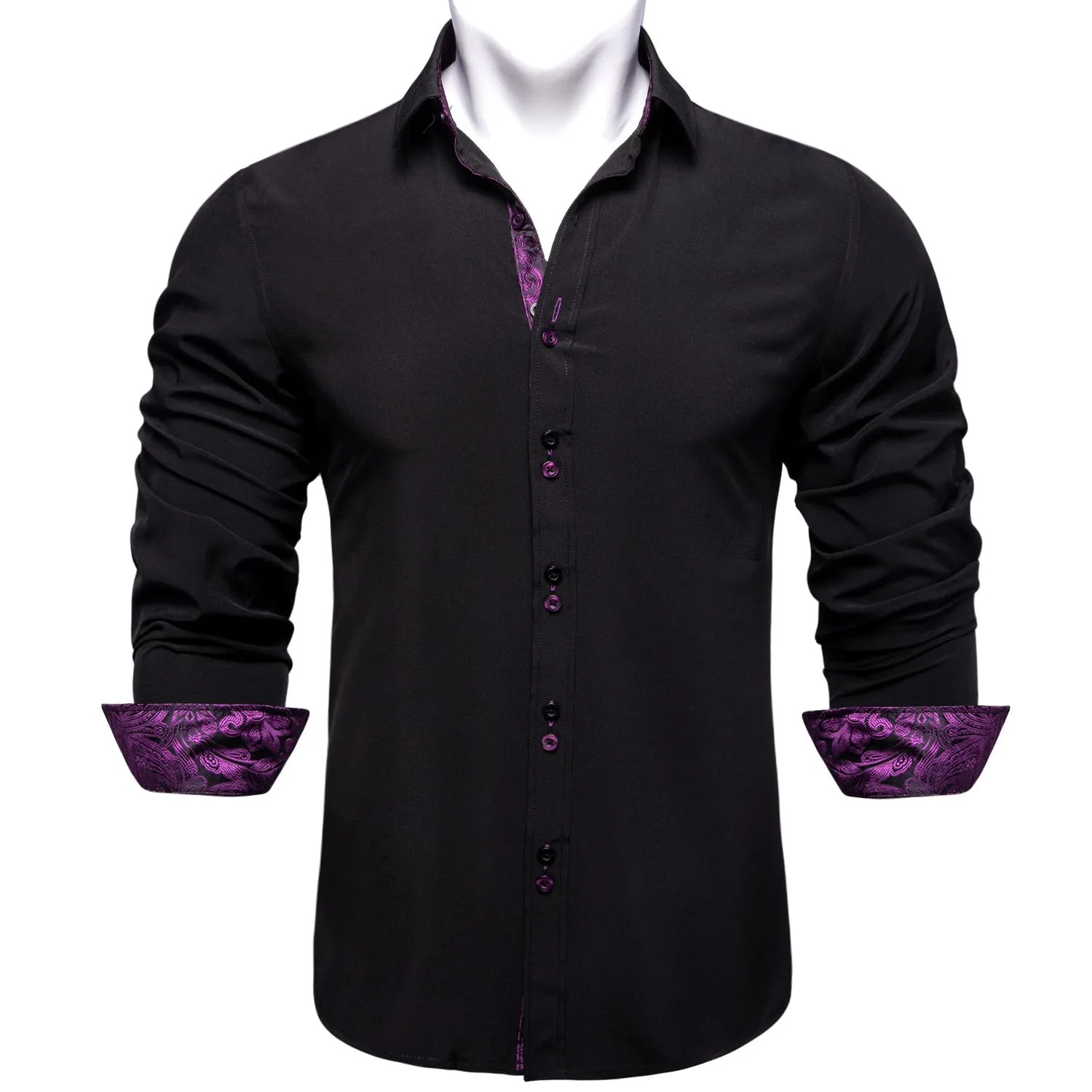 Casual White Shirt Men's Long Sleeve Button-down Collar Slim Fit Shirt Solid Cotton Men's Social Dress Shirt