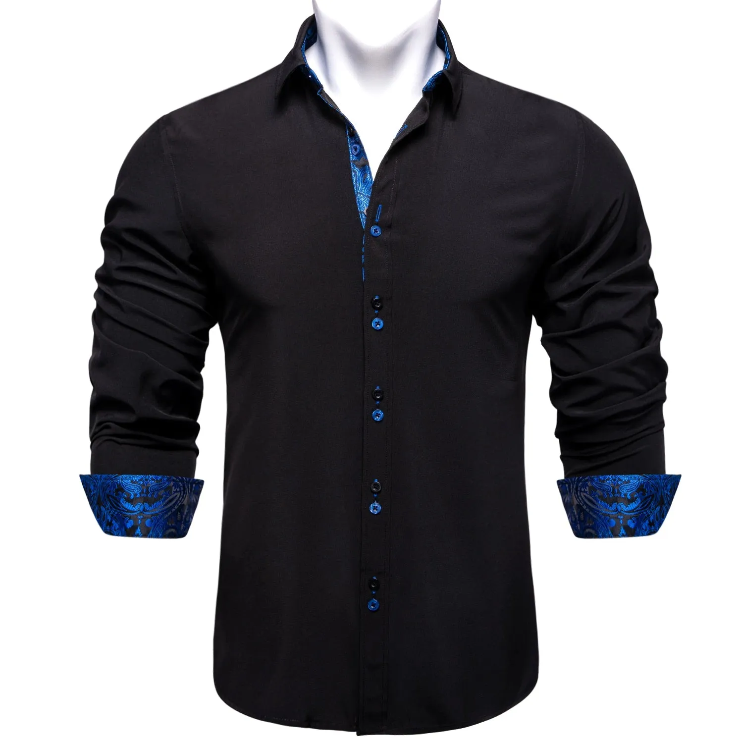 Casual White Shirt Men's Long Sleeve Button-down Collar Slim Fit Shirt Solid Cotton Men's Social Dress Shirt