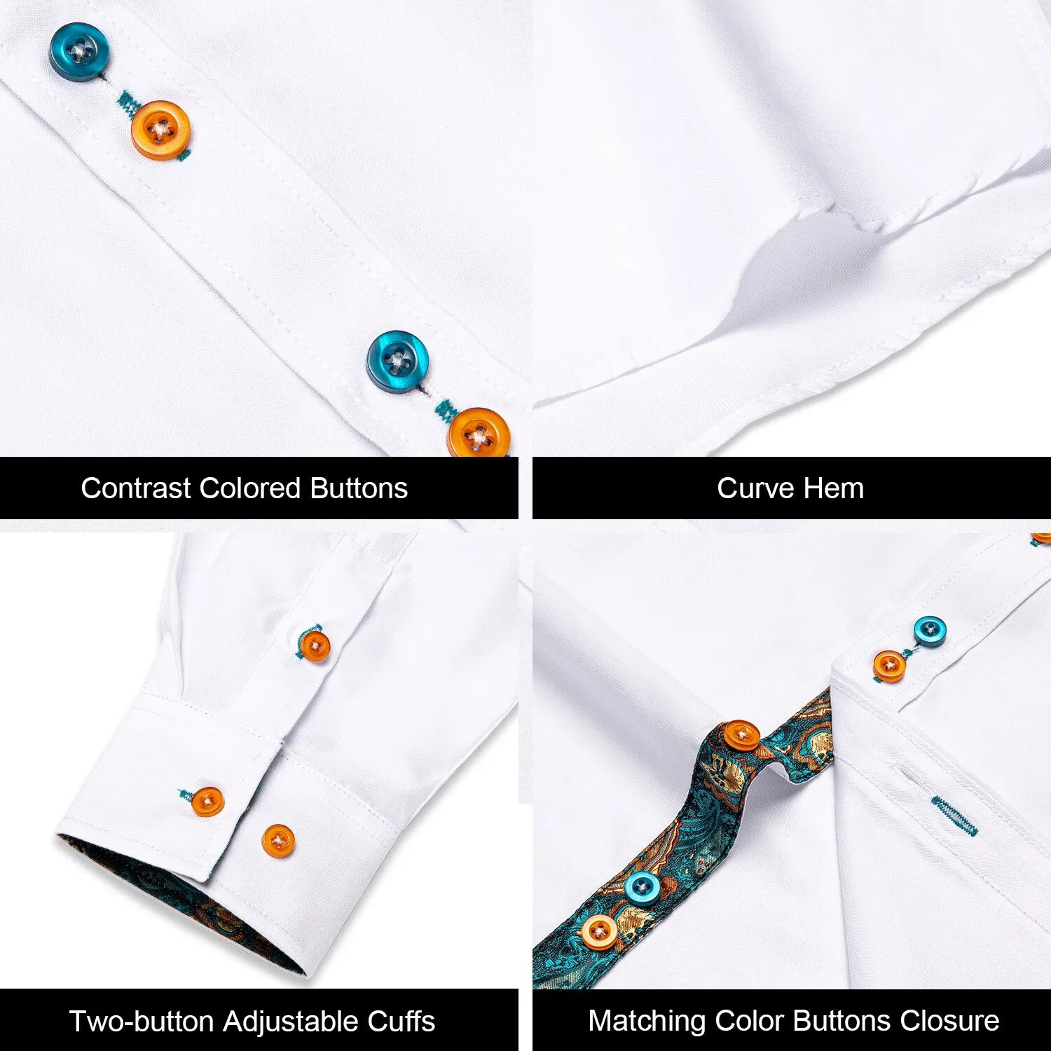 Casual White Shirt Men's Long Sleeve Button-down Collar Slim Fit Shirt Solid Cotton Men's Social Dress Shirt