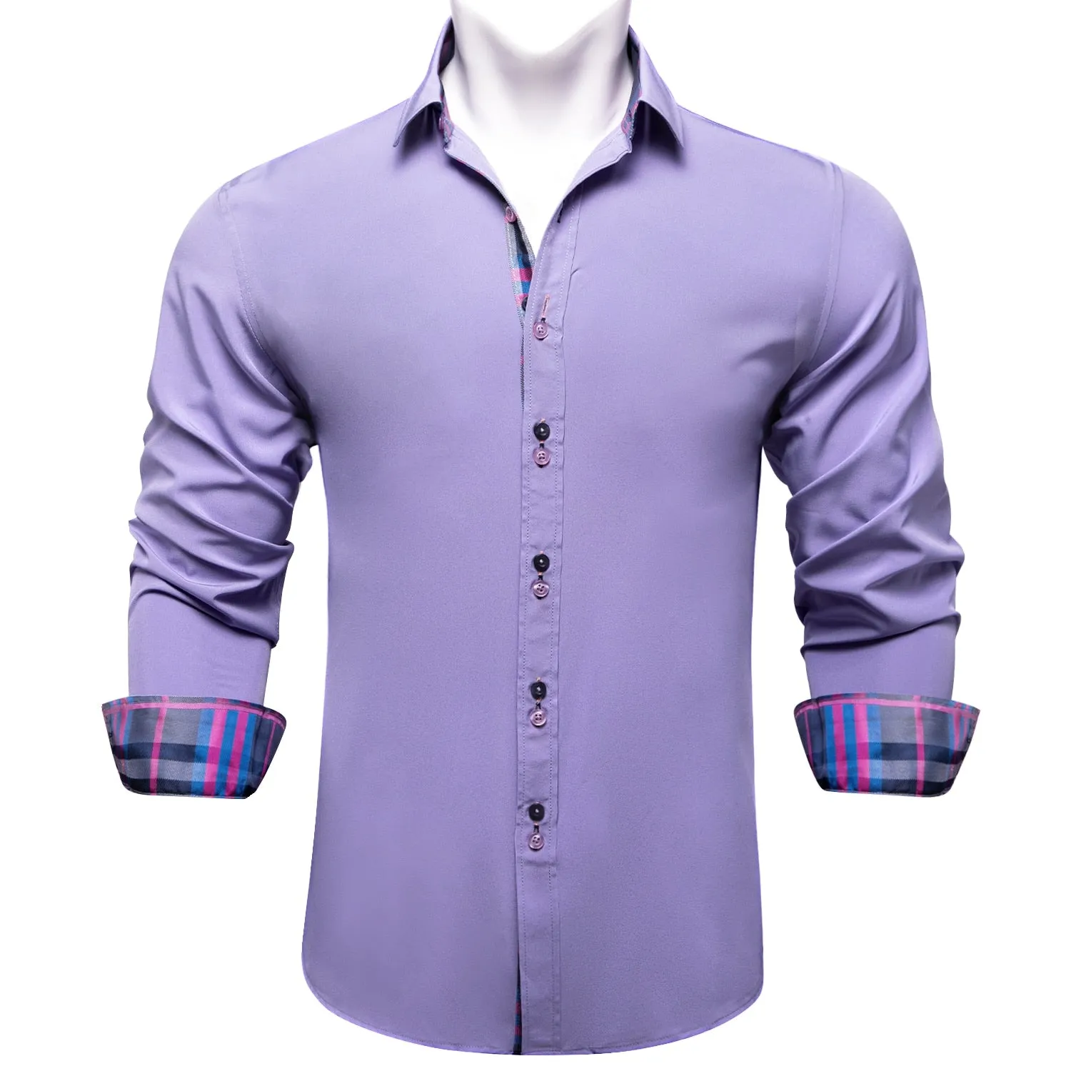 Casual White Shirt Men's Long Sleeve Button-down Collar Slim Fit Shirt Solid Cotton Men's Social Dress Shirt