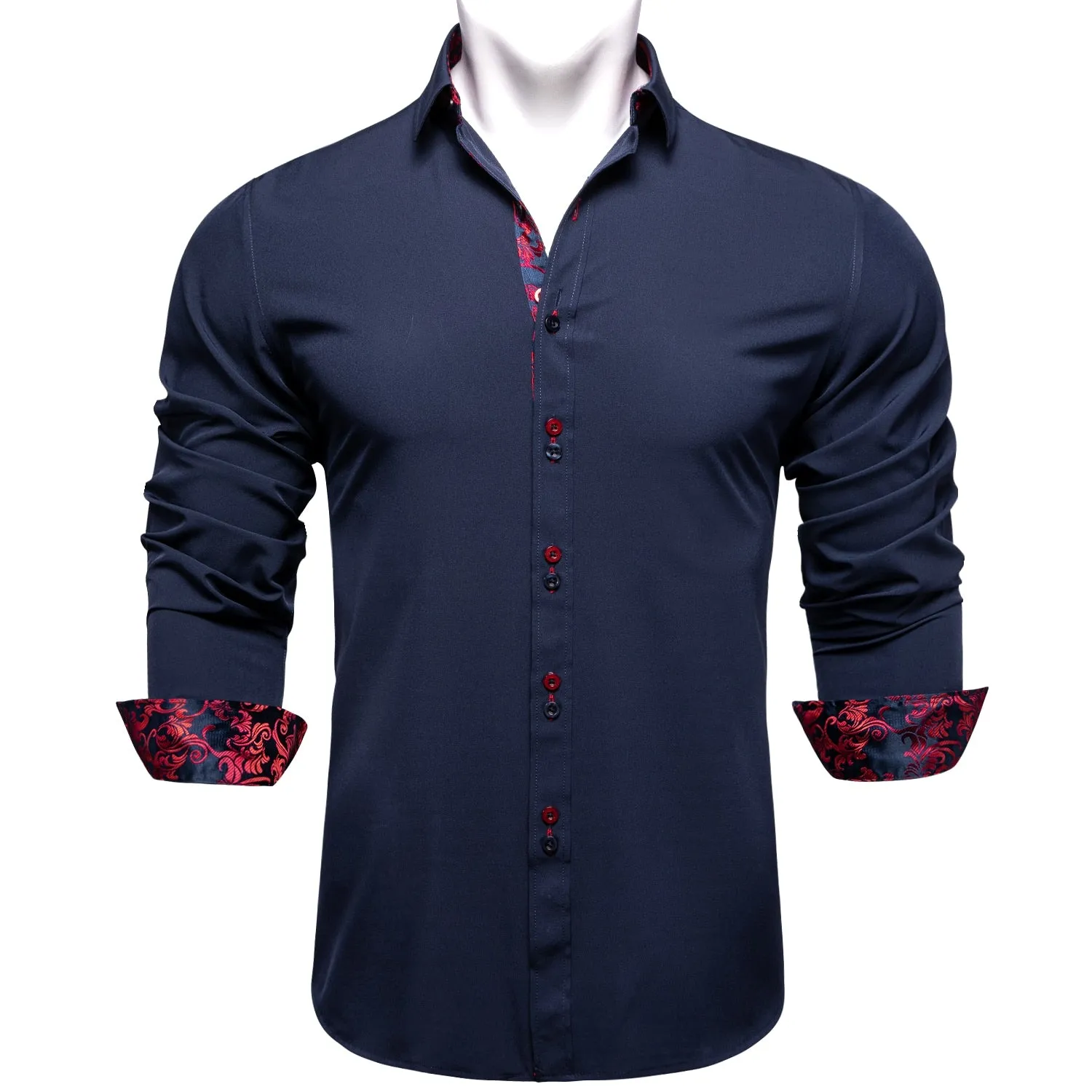 Casual White Shirt Men's Long Sleeve Button-down Collar Slim Fit Shirt Solid Cotton Men's Social Dress Shirt