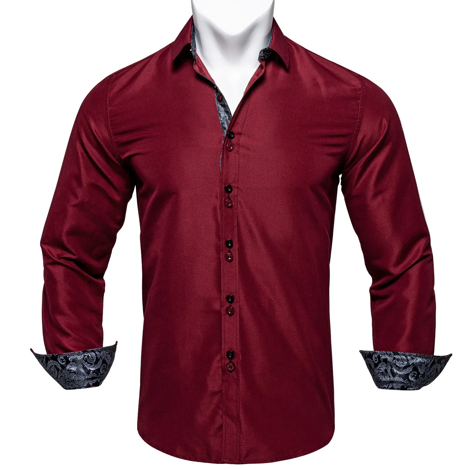 Casual White Shirt Men's Long Sleeve Button-down Collar Slim Fit Shirt Solid Cotton Men's Social Dress Shirt