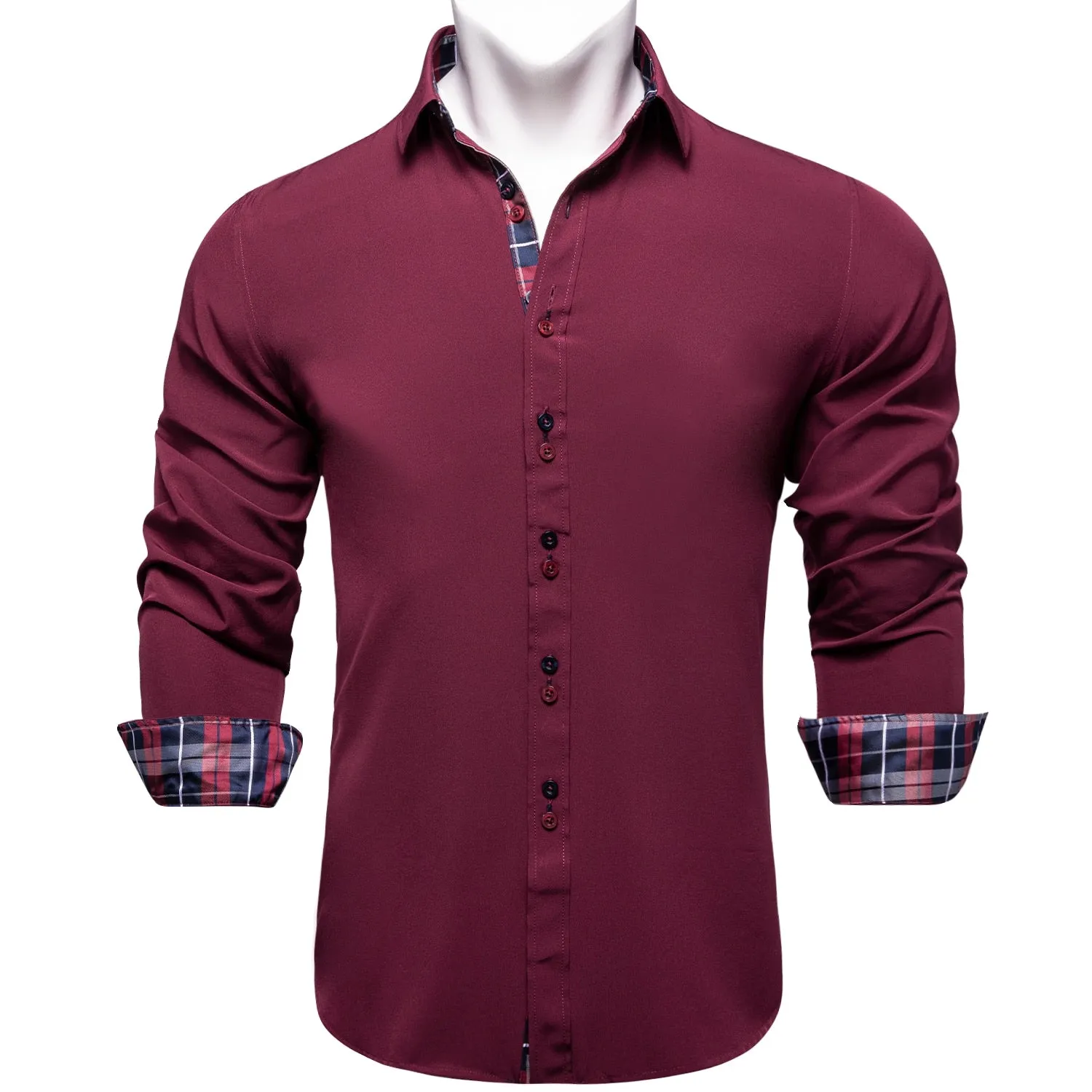 Casual White Shirt Men's Long Sleeve Button-down Collar Slim Fit Shirt Solid Cotton Men's Social Dress Shirt