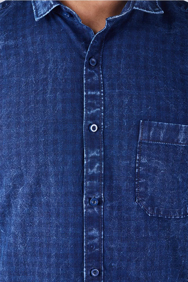 Check Shirt for Men - Men Checked  Cotton Shirt Blue