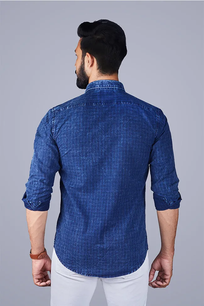 Check Shirt for Men - Men Checked  Cotton Shirt Blue