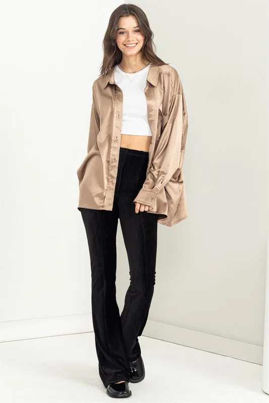 Completely Charmed Oversized Satin Blouse [online exclusive]