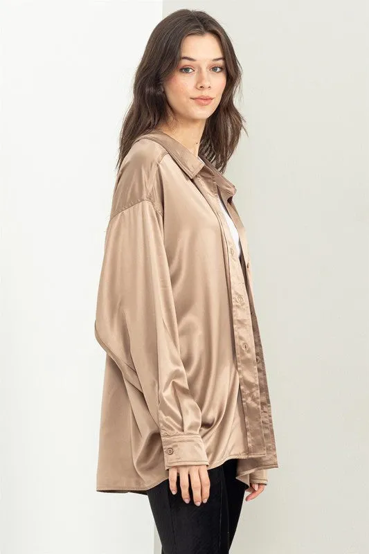 Completely Charmed Oversized Satin Blouse [online exclusive]