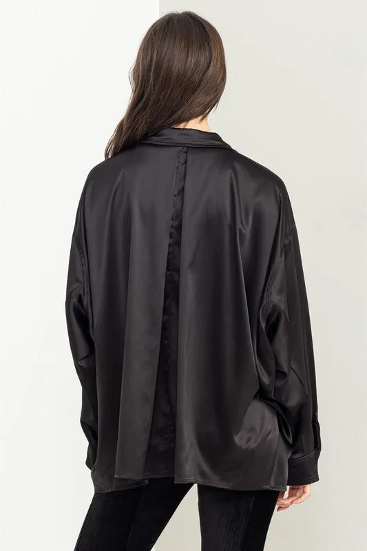 Completely Charmed Oversized Satin Blouse [online exclusive]