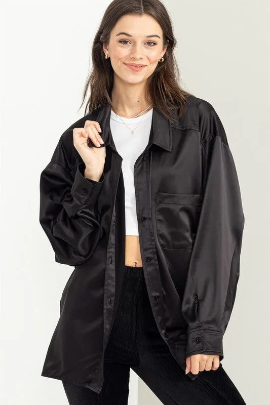 Completely Charmed Oversized Satin Blouse [online exclusive]