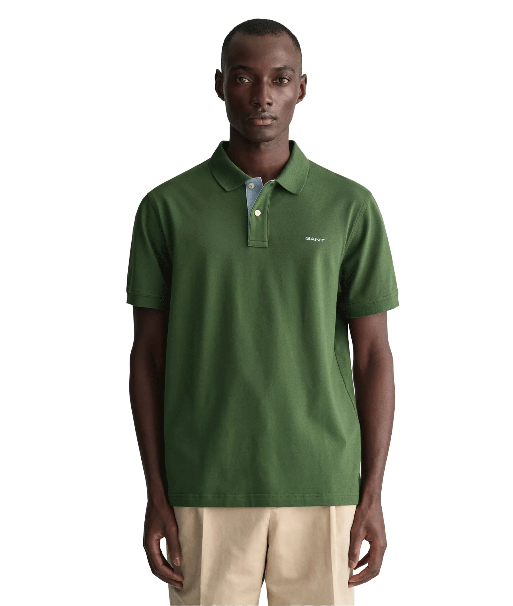 Contrast Piqué Polo Shirt - Green