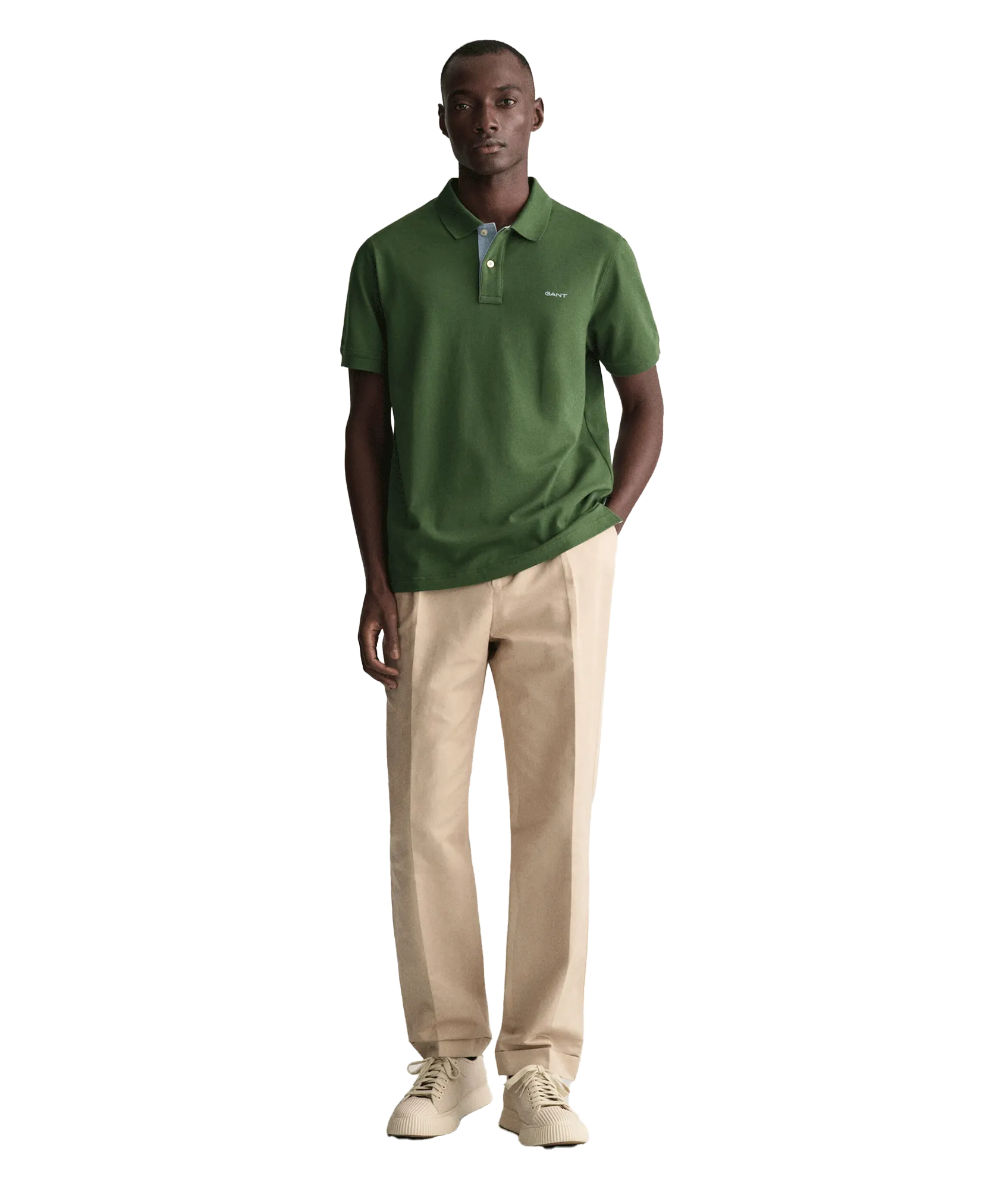 Contrast Piqué Polo Shirt - Green