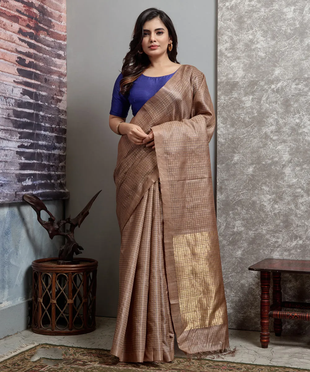 Cream goldan handwoven chhatisgarh tussar silk saree