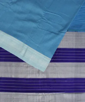 Cyan blue chikki paras cotton art silk handloom ilkal saree