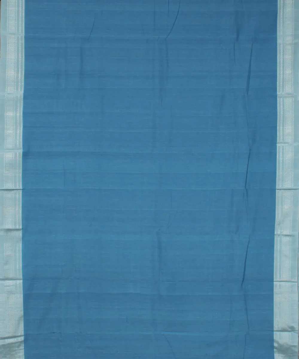 Cyan blue chikki paras cotton art silk handloom ilkal saree