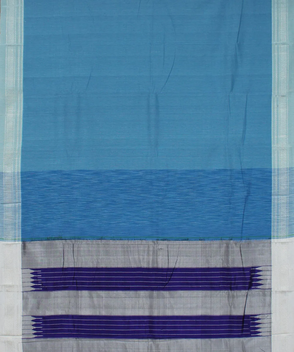 Cyan blue chikki paras cotton art silk handloom ilkal saree