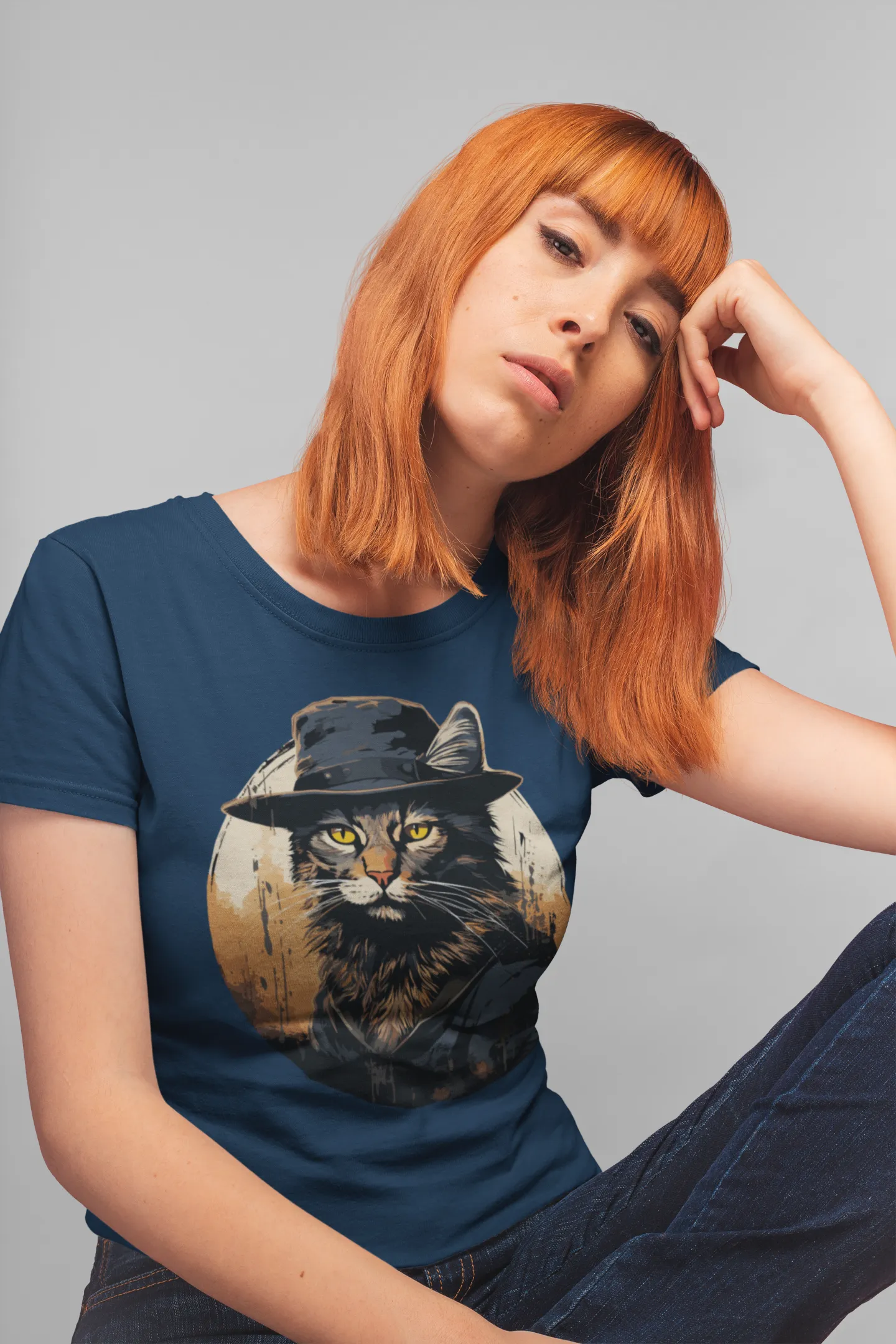 Damen T-Shirt mit Katzenmotiv "Bayou Cat 2"